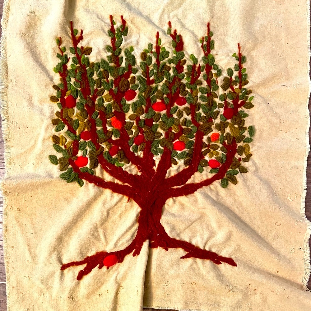 Vintage Appletree Crewel Embroidery